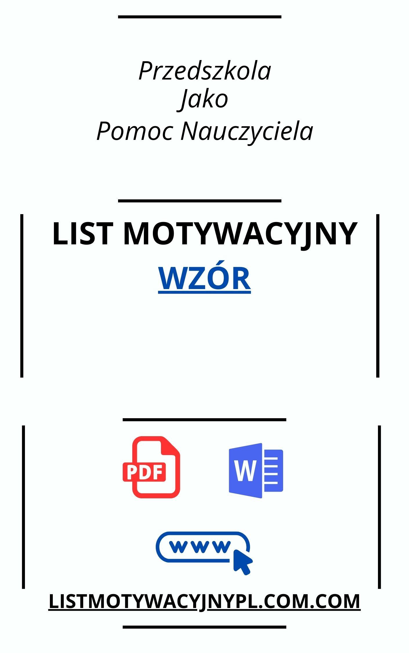 List Motywacyjny Przedszkola Jako Pomoc Nauczyciela Wzór